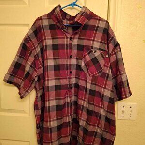 ECKO UNLTD 5XB SHORT SLEEVE BUTTON DOWN SHIRT RED AND GREY COLORS